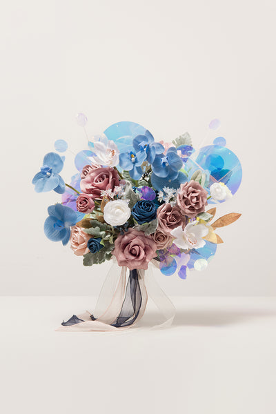 Medium Free-Form Bridal Bouquet in Dusty Rose & Navy | Clearance