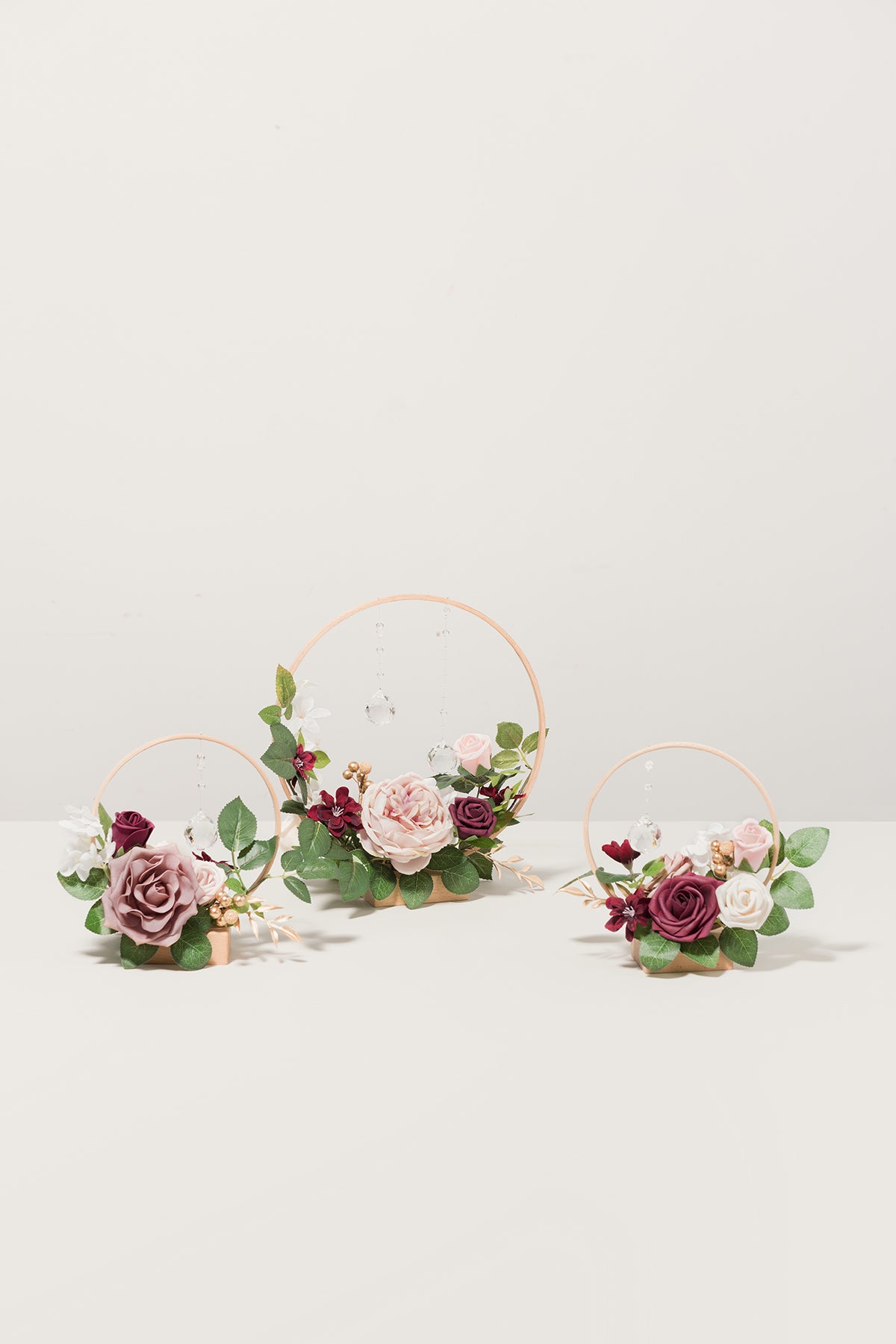 Hoop Centerpiece Set with Crystal in Dusty Rose & Mauve