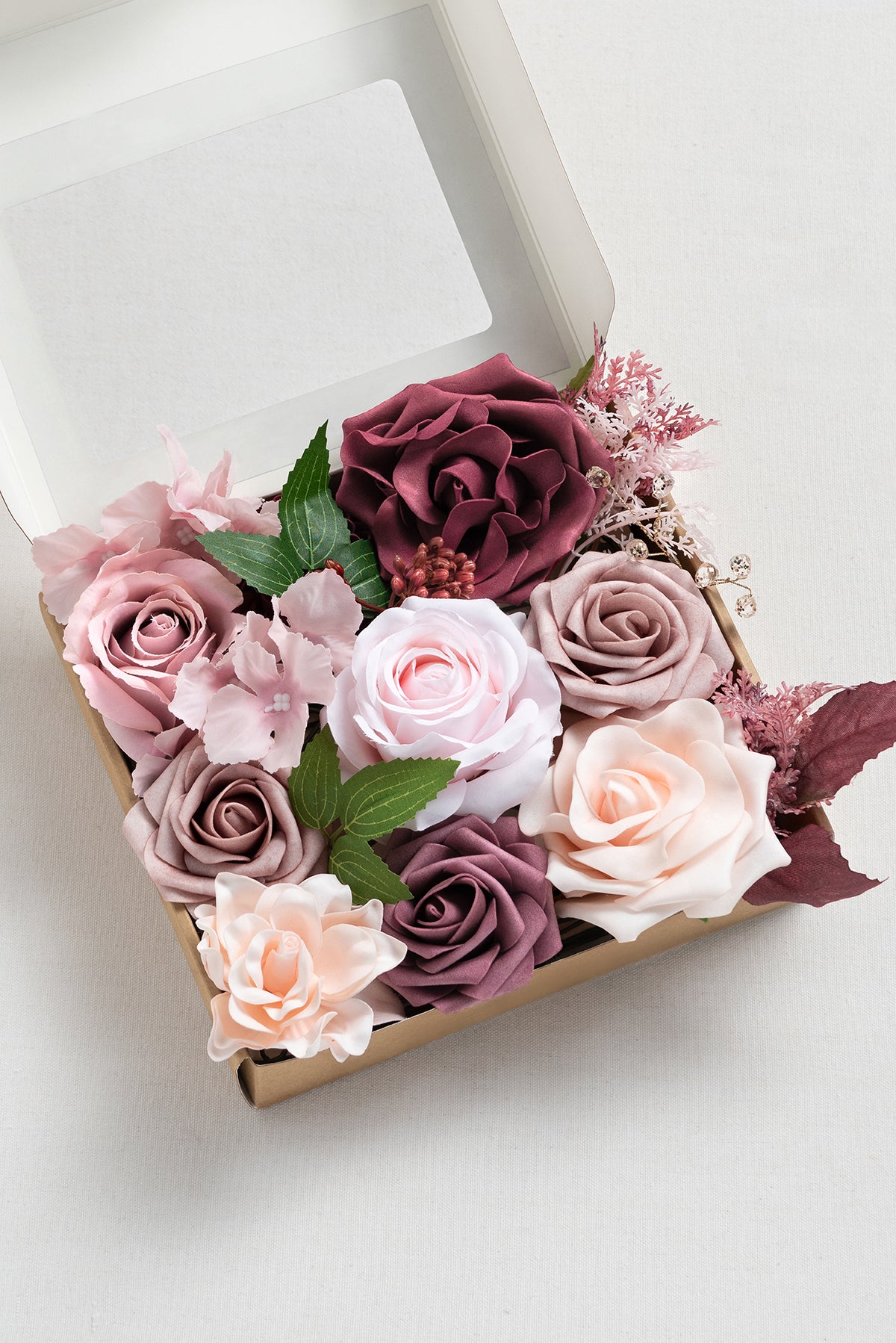 DIY Designer Flower Boxes in Burgundy & Dusty Rose