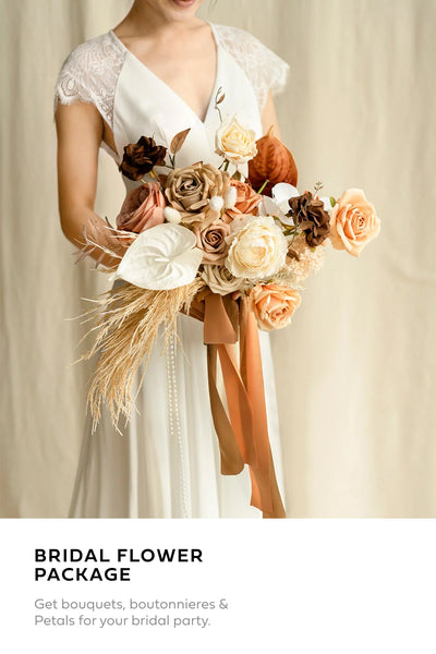 Pre-Arranged Wedding Flower Packages in Rust & Sepia