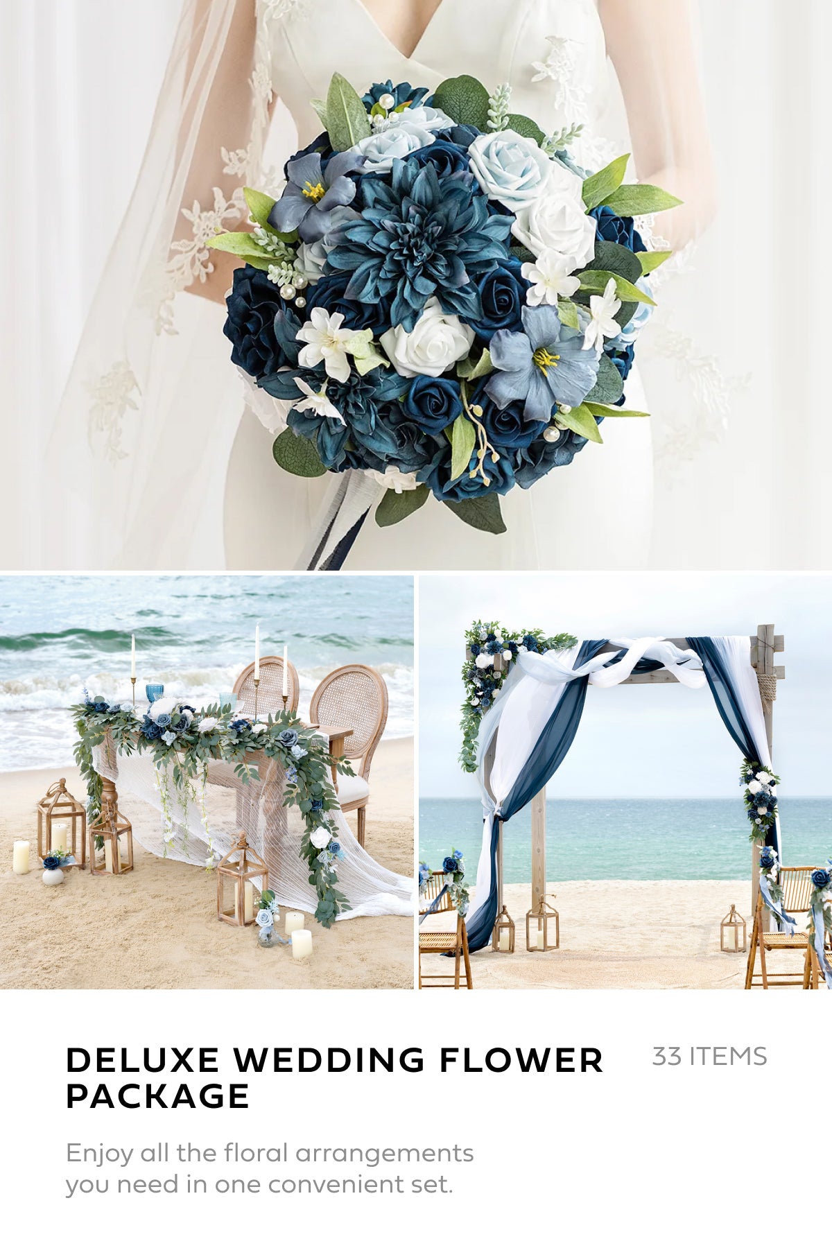 Pre-Arranged Wedding Flower Packages in Dusty Blue & Navy