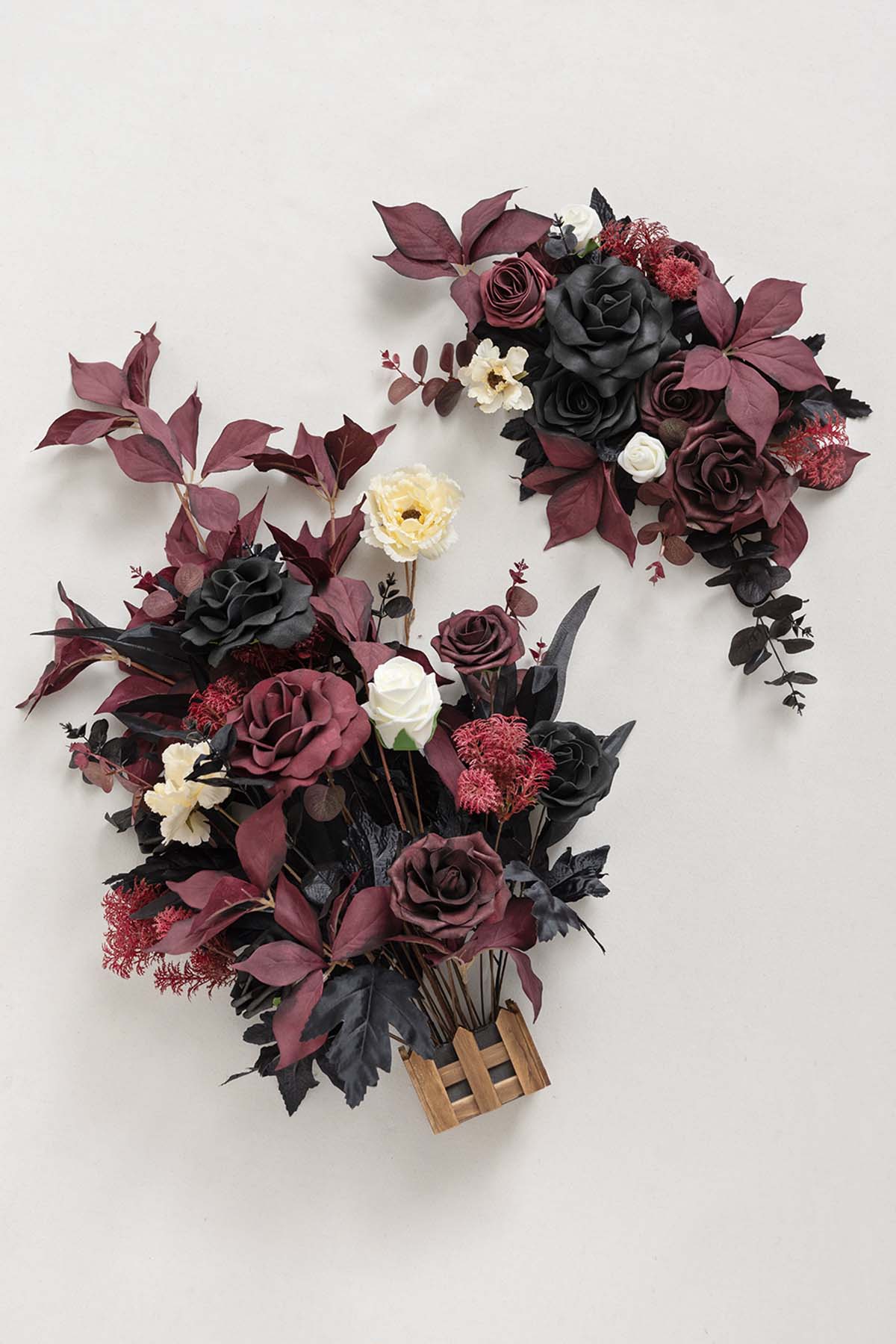 Deluxe Combo Set Flower Sign Decor in Moody Burgundy & Black | Clearance