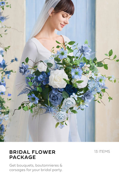 Pre-Arranged Wedding Flower Packages in Timeless French Blue & White