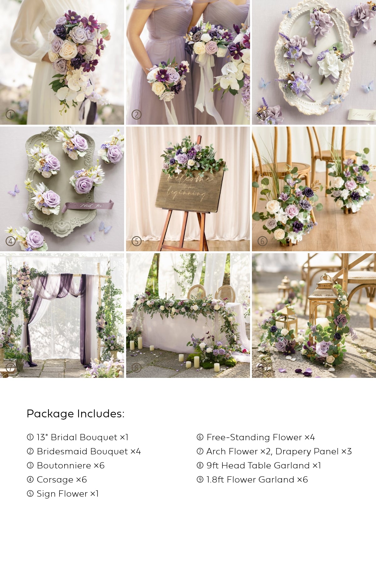 Pre-Arranged Wedding Flower Packages in Lilac & Gold