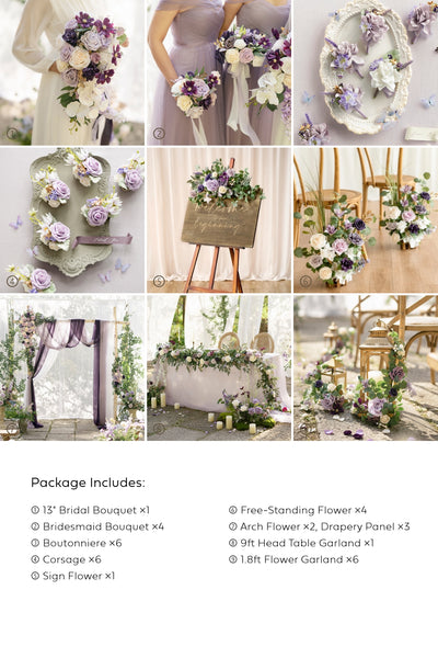 Pre-Arranged Wedding Flower Packages in Lilac & Gold