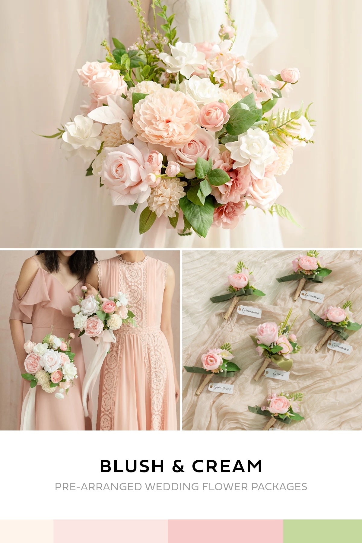 Pre-Arranged Bridal Flower Packages in Blush & Cream