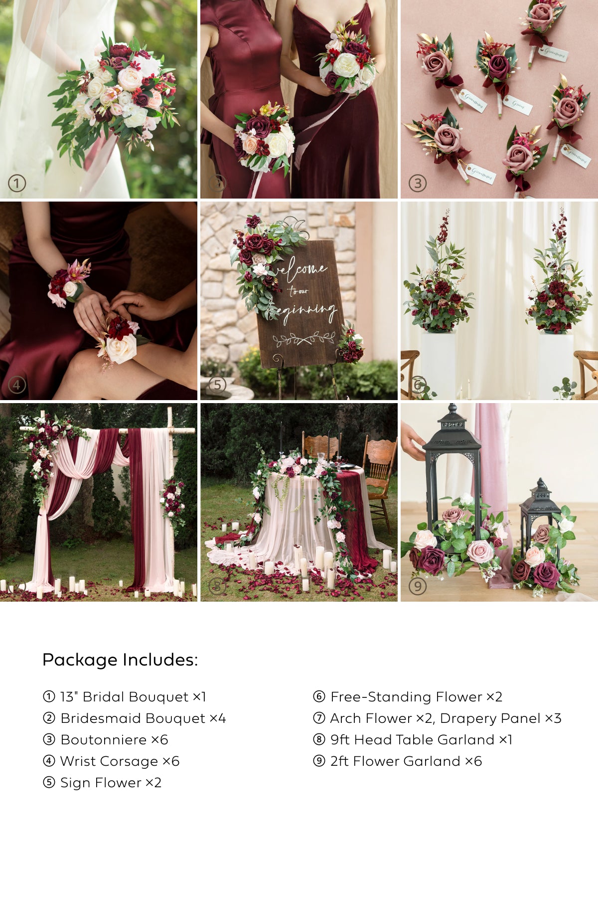 Pre-Arranged Bridal Flower Packages in Romantic Marsala