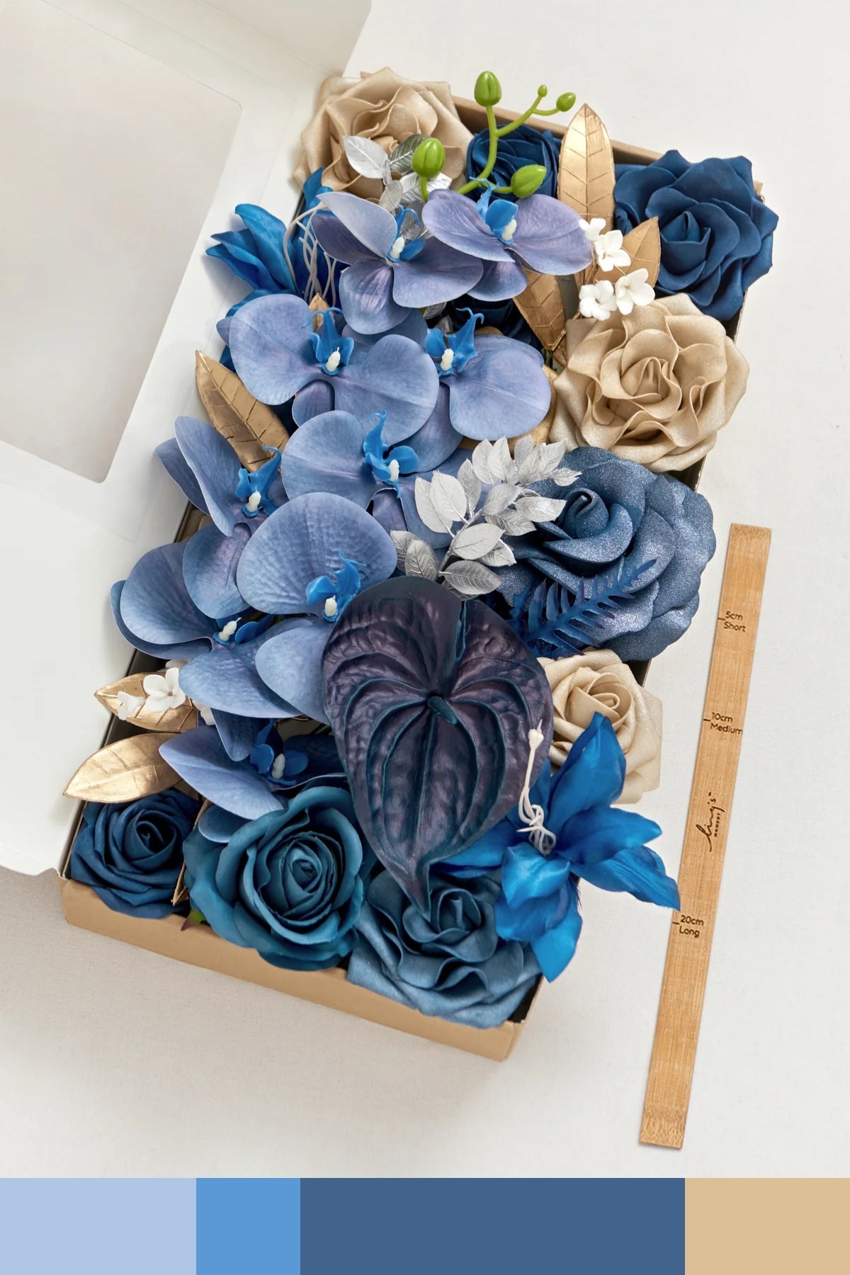 DIY Designer Flower Boxes in Stately Navy & Gold | Clearance