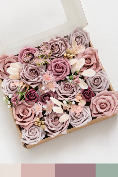 DIY Designer Flower Boxes in Dusty Rose & Mauve