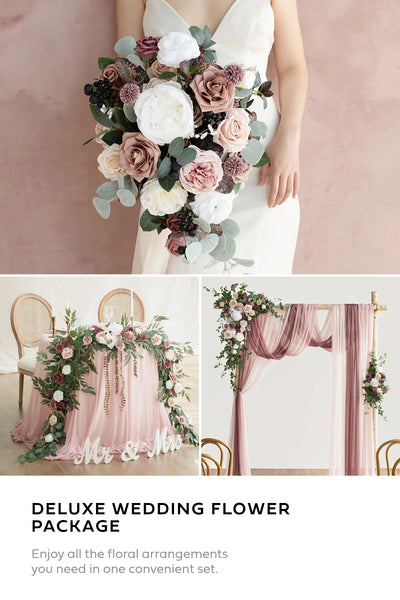 Pre-Arranged Wedding Flower Packages in Dusty Rose & Mauve