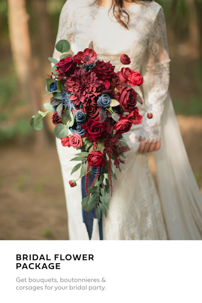 Pre-Arranged Wedding Flower Packages in Burgundy & Navy