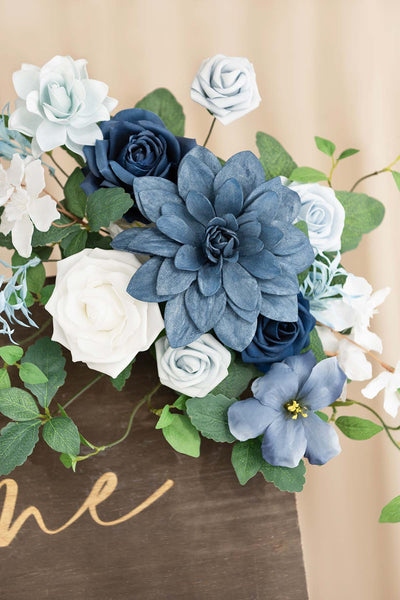 Deluxe Combo Set Flower Sign Decor in Dusty Blue & Navy | Clearance