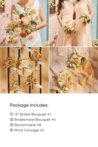 Pre-Arranged Wedding Flower Packages in Sunny Peach & Apricot