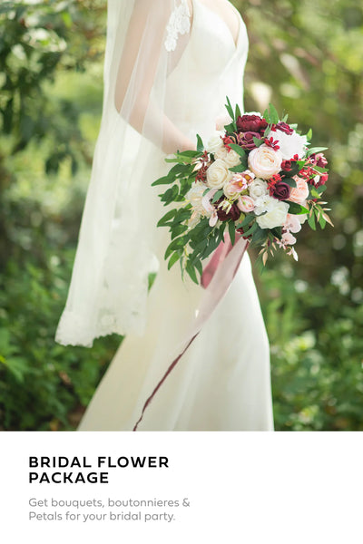 Pre-Arranged Bridal Flower Packages in Romantic Marsala