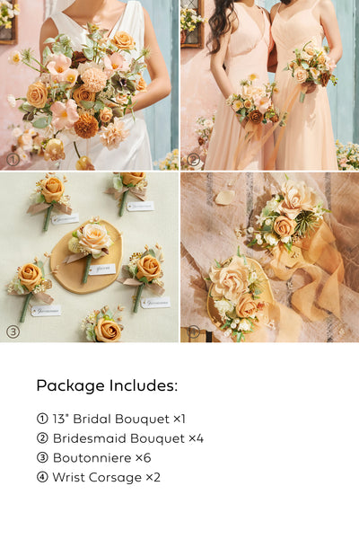 Pre-Arranged Wedding Flower Packages in Sunny Peach & Apricot