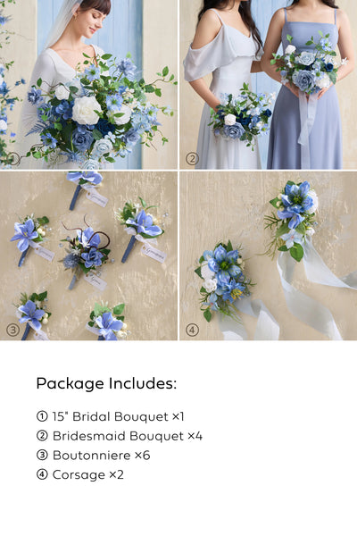 Pre-Arranged Wedding Flower Packages in Timeless French Blue & White