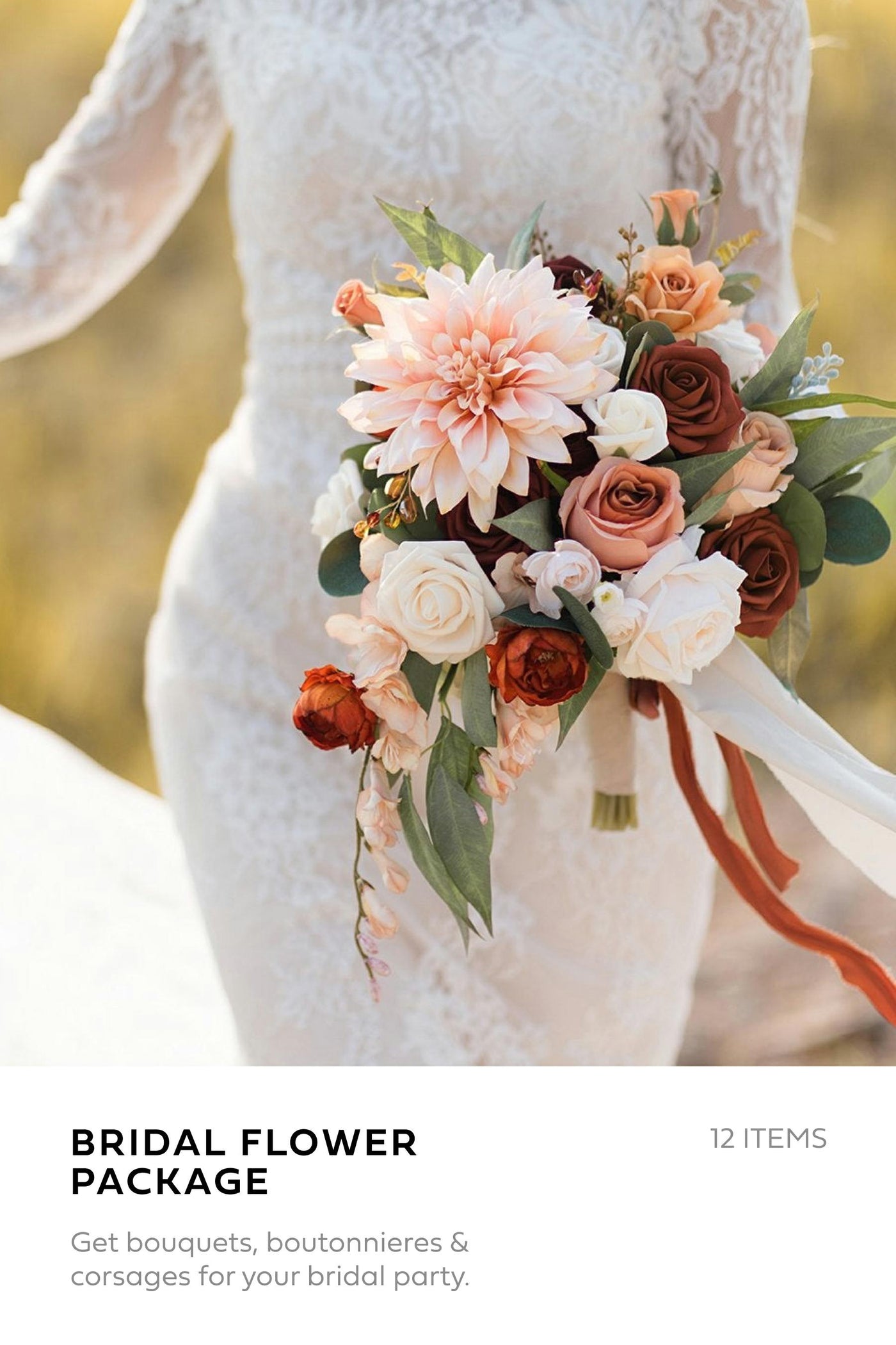 Pre-Arranged Wedding Flower Packages in Sunset Terracotta