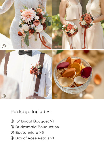 Pre-Arranged Wedding Flower Packages in Sunset Terracotta