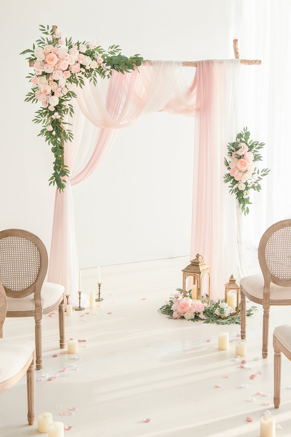 Flower Arch Decor with Drapes in Blush & Cream | Clearance