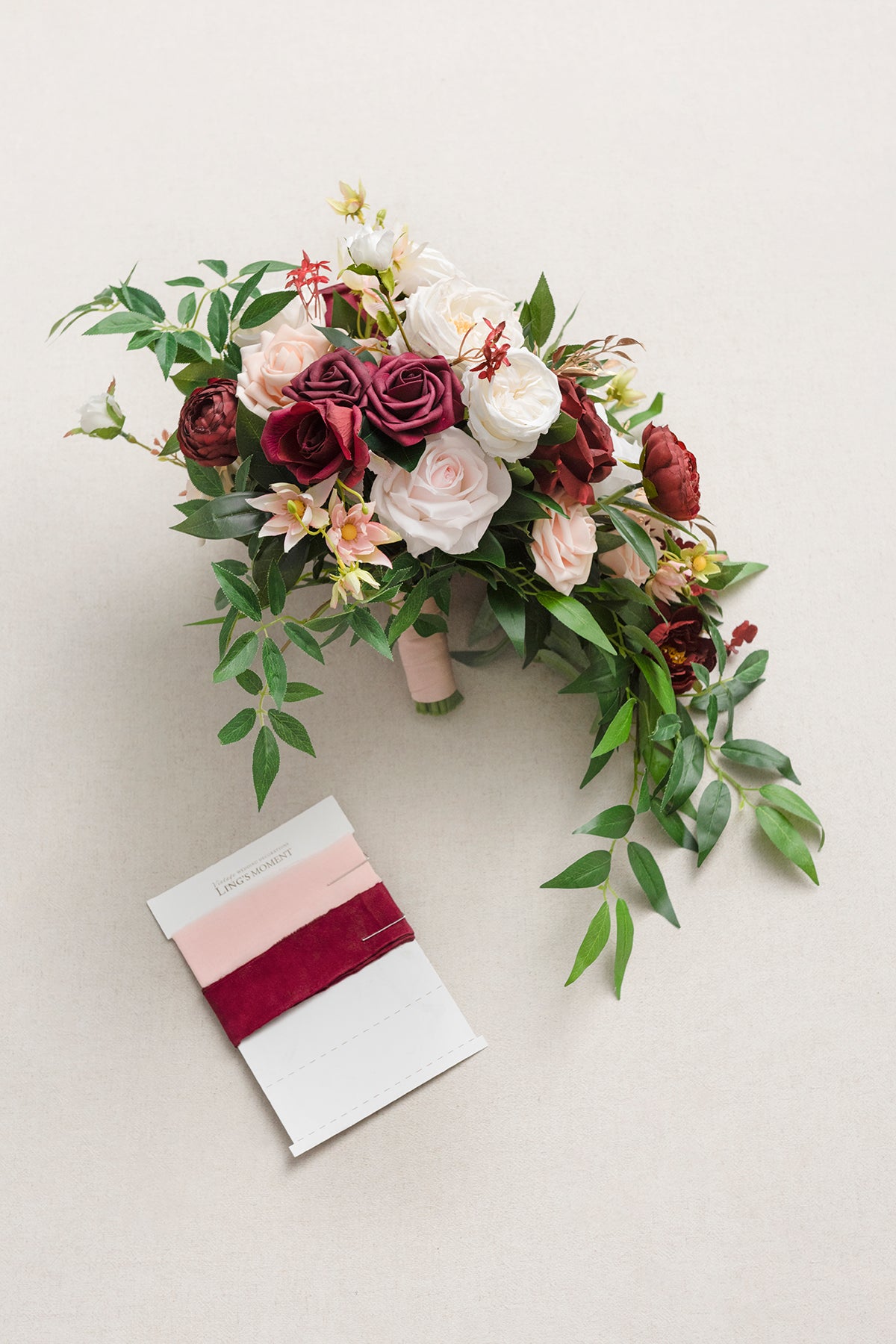 Medium Cascade Bridal Bouquet in Romantic Marsala