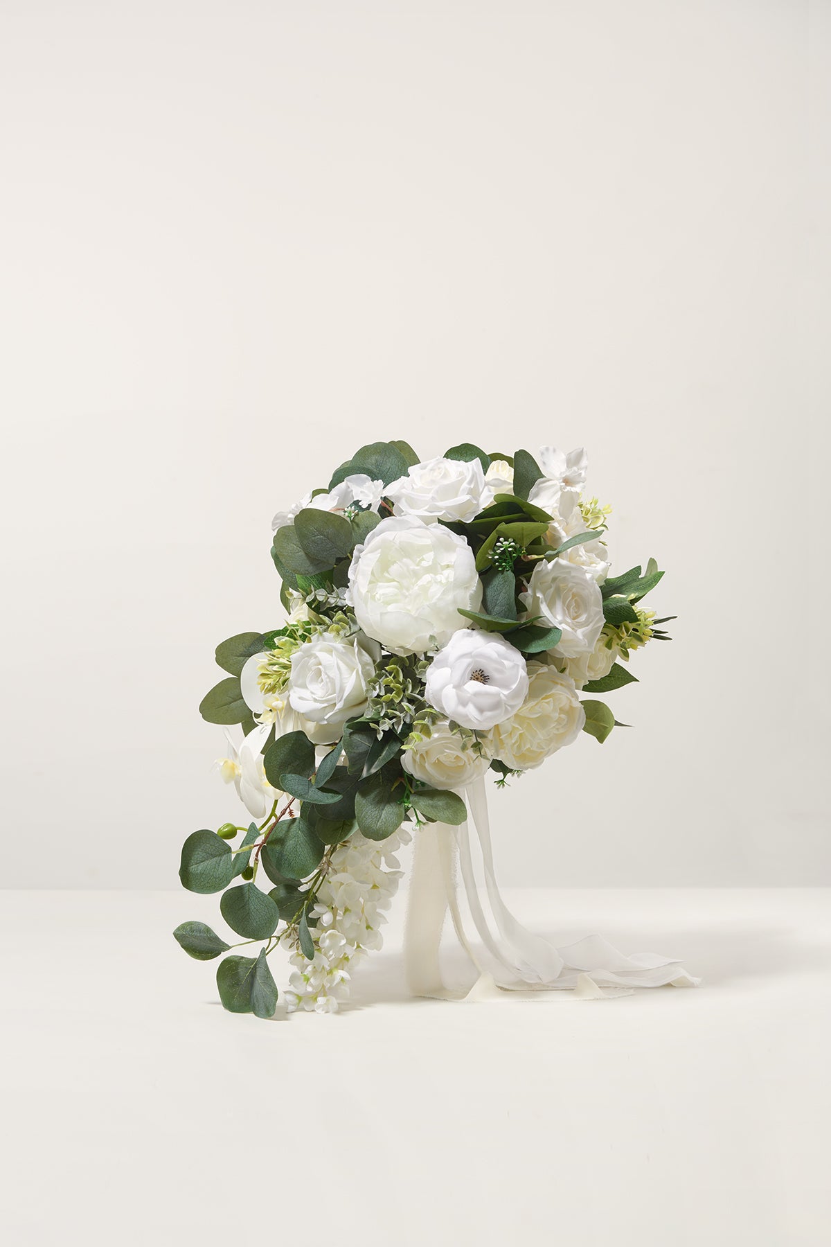 Small Cascade Bridal Bouquet in Natural Whites