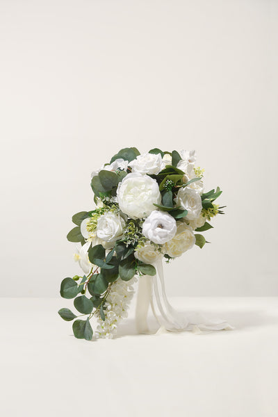 Small Cascade Bridal Bouquet in Natural Whites