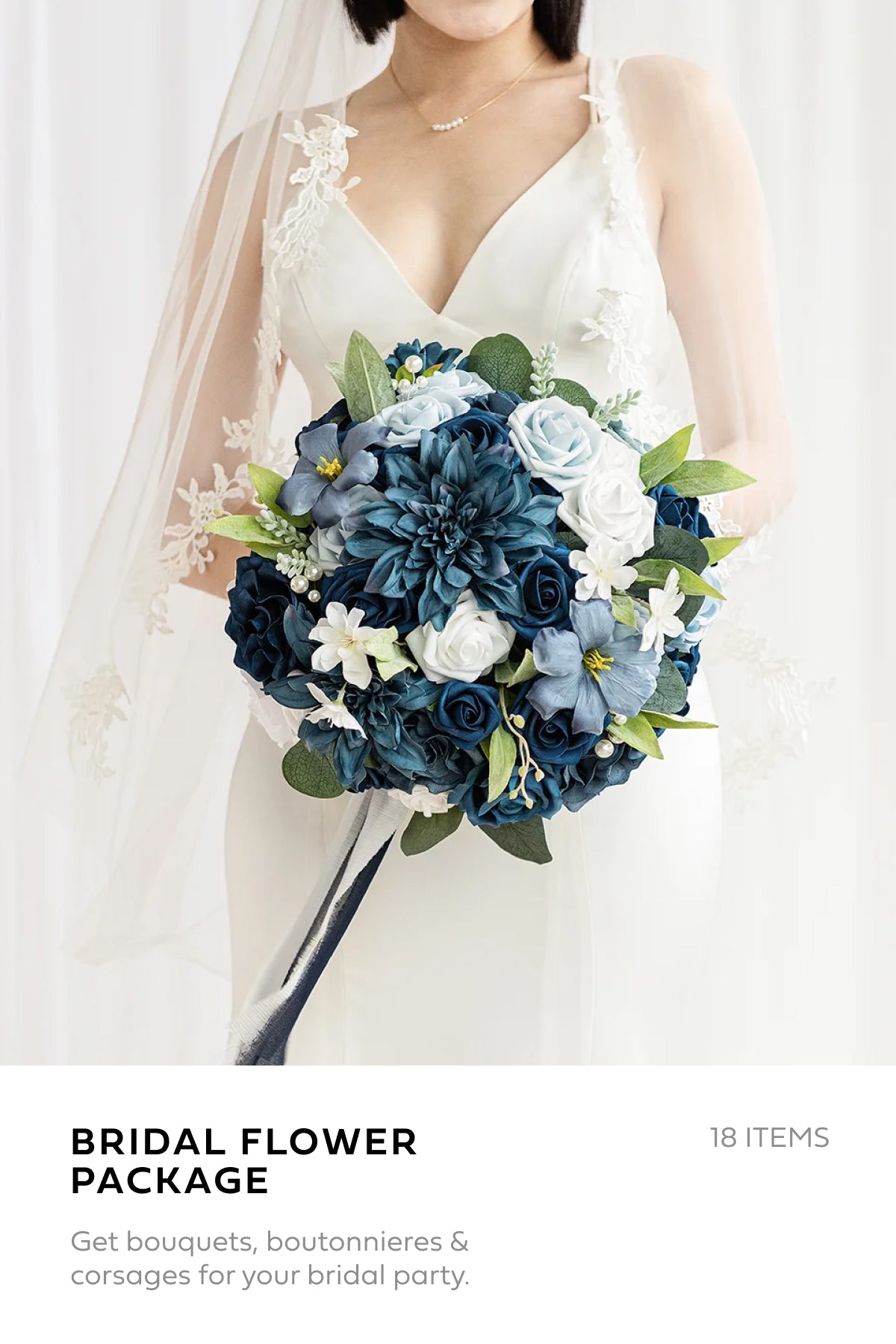 Pre-Arranged Wedding Flower Packages in Dusty Blue & Navy