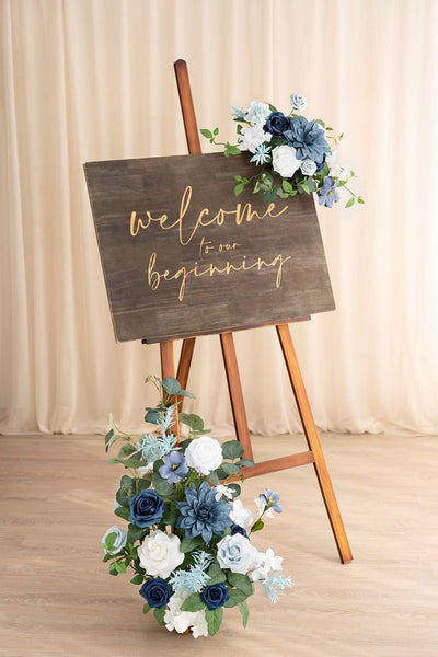 Deluxe Combo Set Flower Sign Decor in Dusty Blue & Navy | Clearance