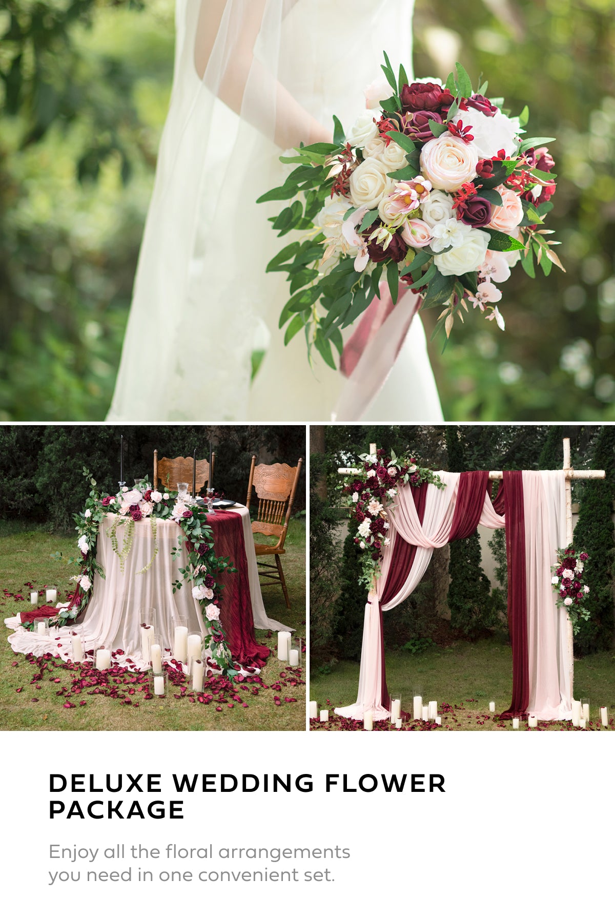 Pre-Arranged Bridal Flower Packages in Romantic Marsala