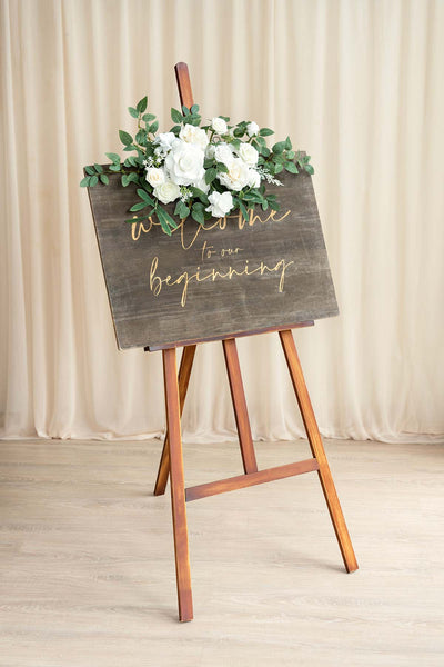 Dual Flower Design Sign Decor in White & Sage