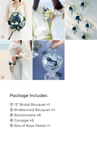 Pre-Arranged Wedding Flower Packages in Dusty Blue & Navy