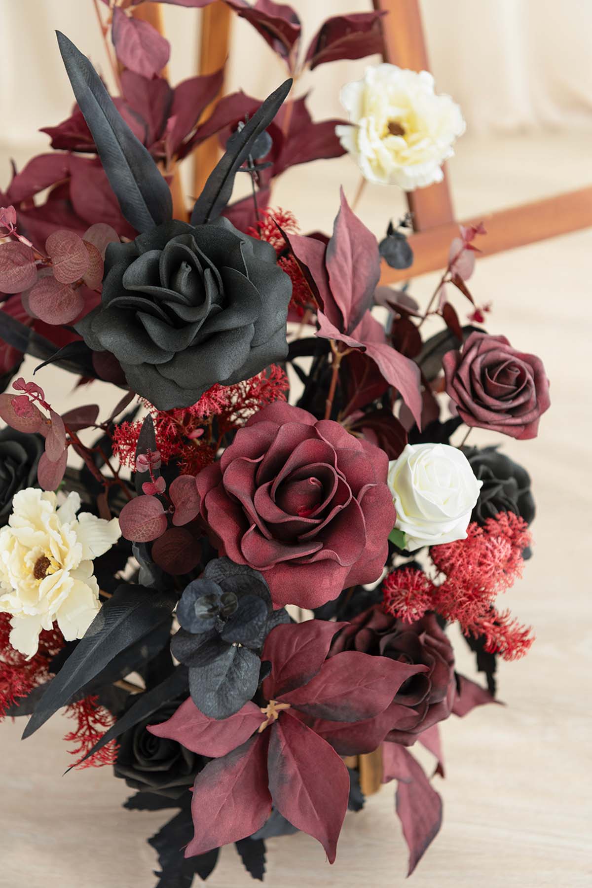 Deluxe Flower Sign Decor in Moody Burgundy & Black