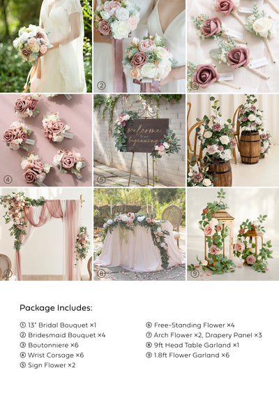 Pre-Arranged Wedding Flower Packages in Dusty Rose & Cream