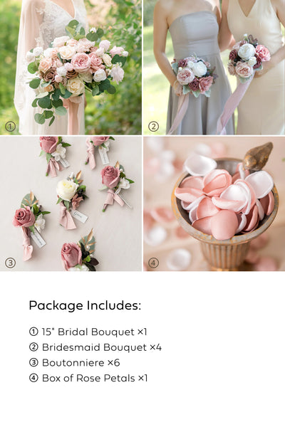 Pre-Arranged Wedding Flower Packages in Dusty Rose & Cream