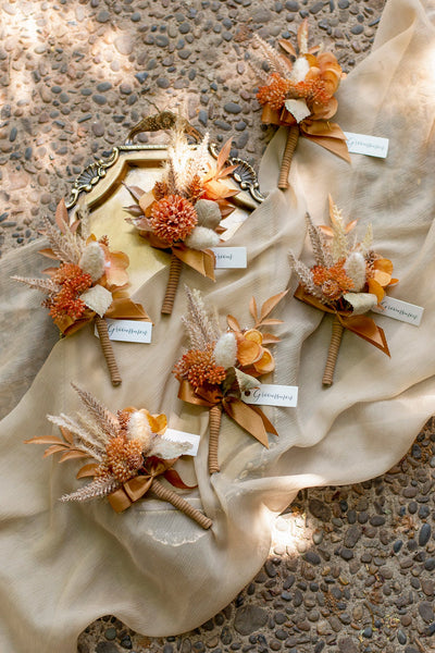 Pre-Arranged Wedding Flower Packages in Rust & Sepia