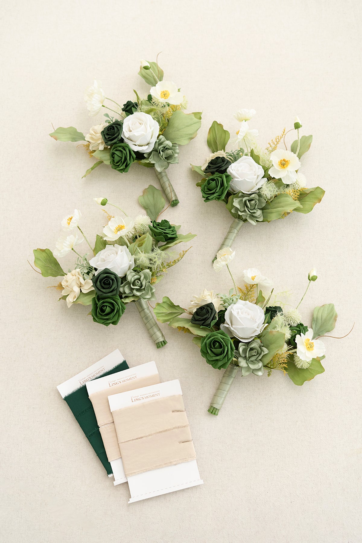 Additional Flower Decorations in Emerald & Tawny Beige