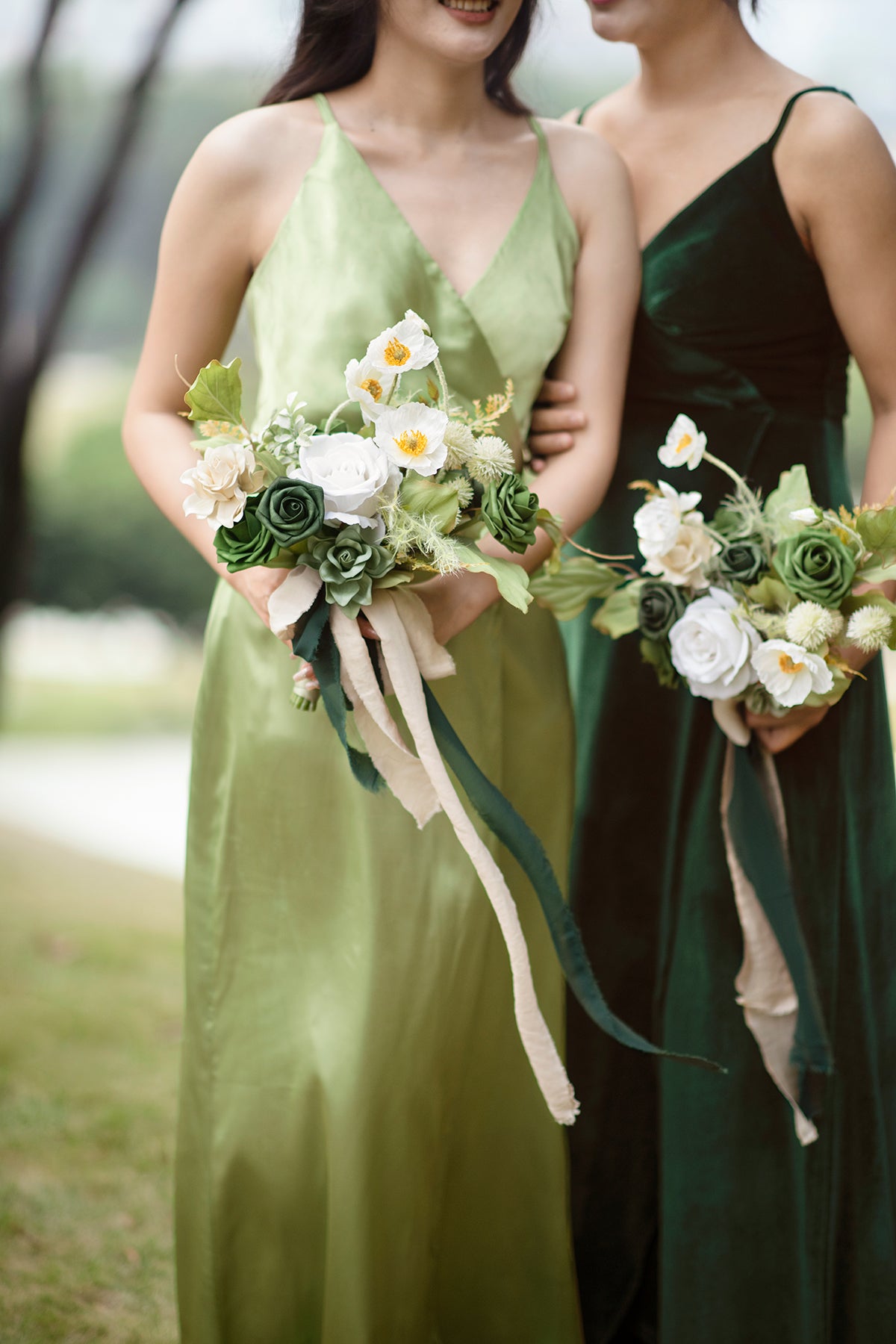 Additional Flower Decorations in Emerald & Tawny Beige