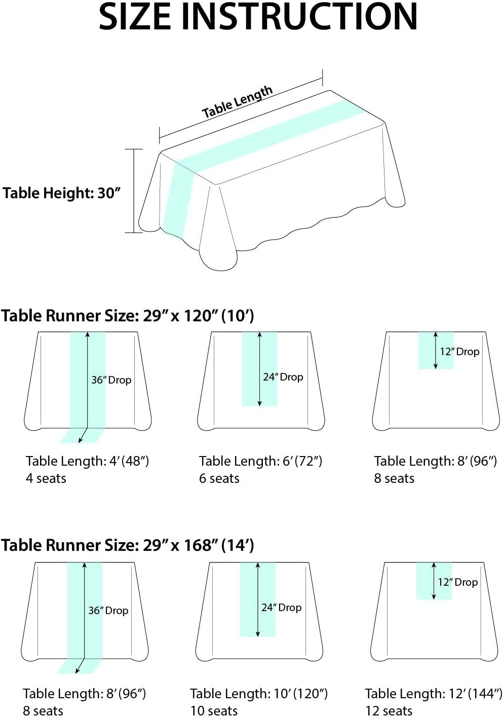 Romantic Sheer Table Runner 29" w x 10ft/14ft - 15 Colors