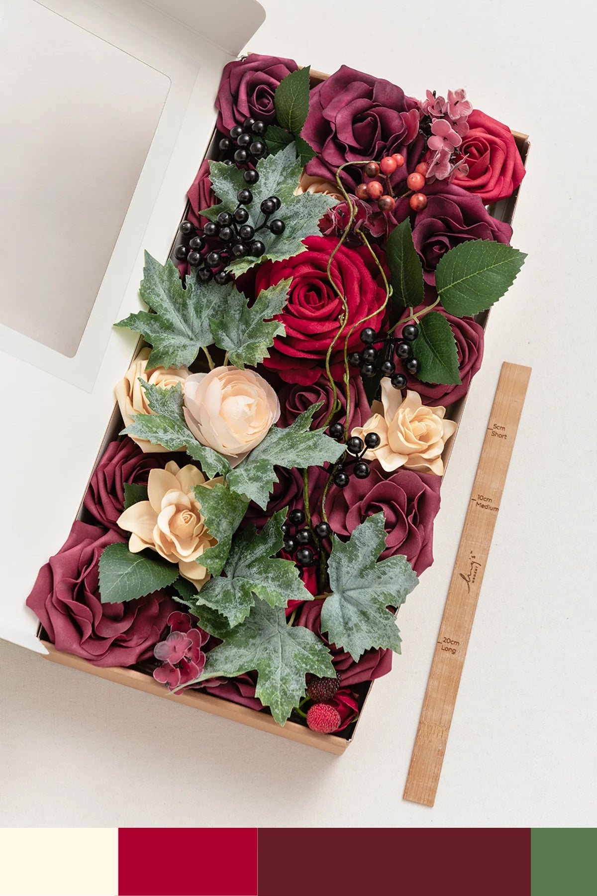 DIY Designer Flower Box in Bordeaux Red & Wine