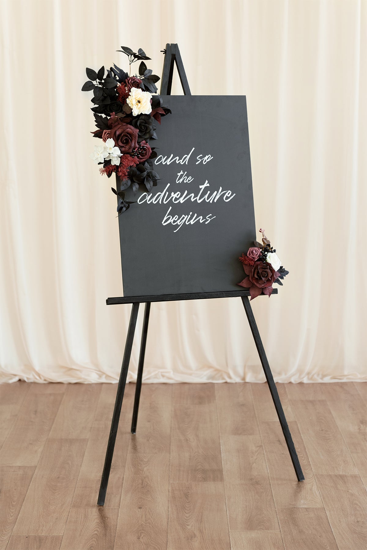 Flash Sale | Flower Sign Decor in Moody Burgundy & Black | Clearance