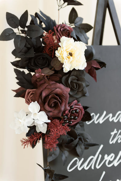 Flash Sale | Flower Sign Decor in Moody Burgundy & Black | Clearance