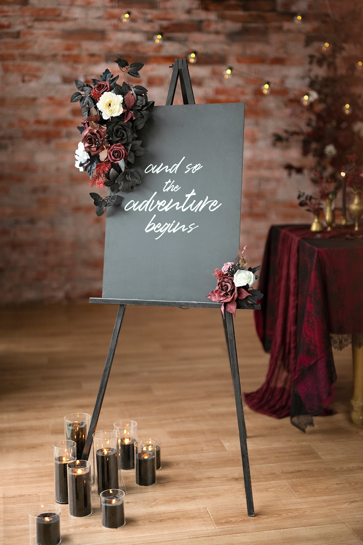 Flash Sale | Flower Sign Decor in Moody Burgundy & Black | Clearance