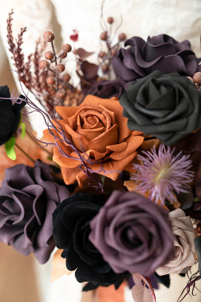 Small Free-Form Bridal Bouquet in Twilight Purple & Harvest Orange