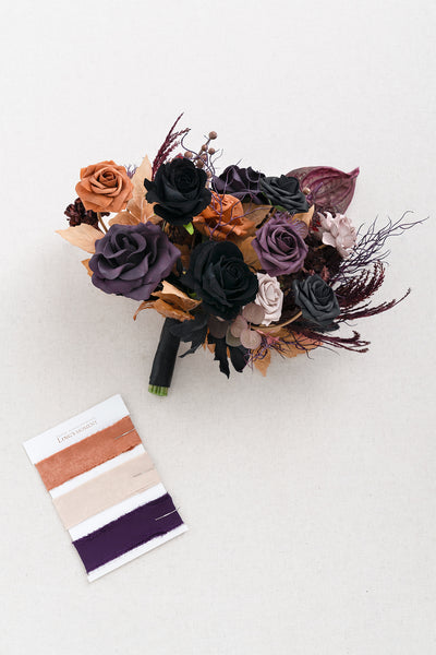 Small Free-Form Bridal Bouquet in Twilight Purple & Harvest Orange