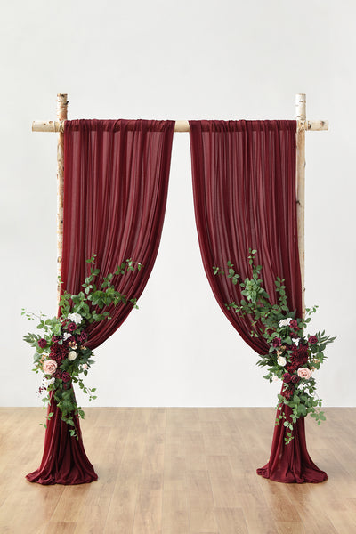 Flower Arch Decor with Drapes in Romantic Marsala