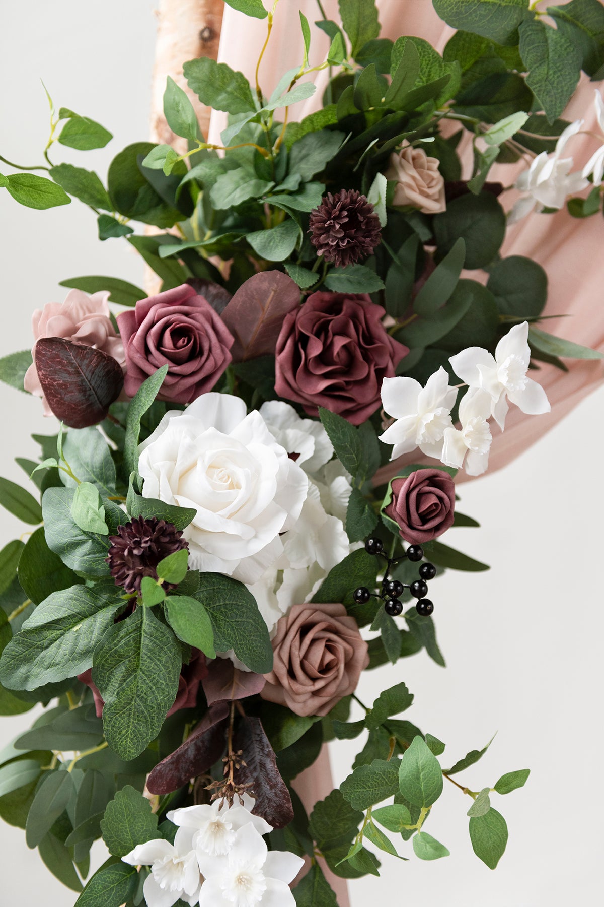 Flower Arch Decor with Drapes in Dusty Rose & Mauve