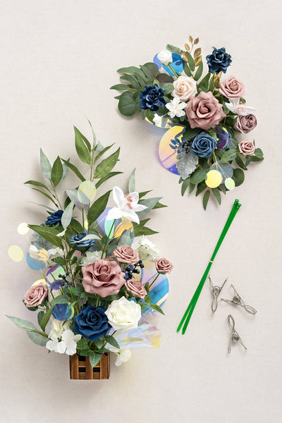 Flash Sale | Sign Flower Swag & Free-Standing Flowers in Dusty Rose & Navy