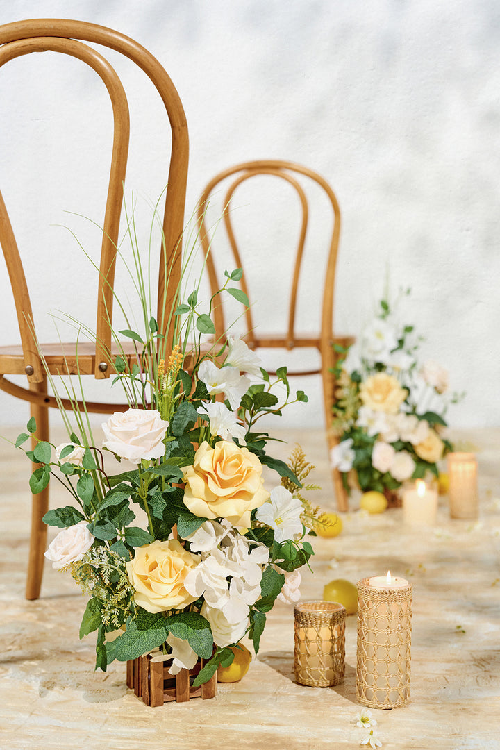 Flower arrangement and vase Lings hot foam flowers arrangements 5, tablecloth, hoop