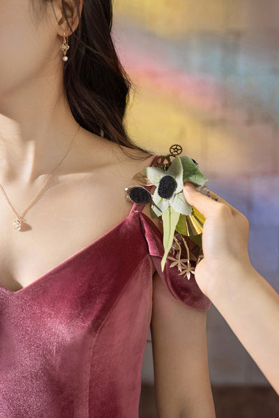 Wrist Corsages & Shoulder Corsages in Dusty Rose & Navy Blue