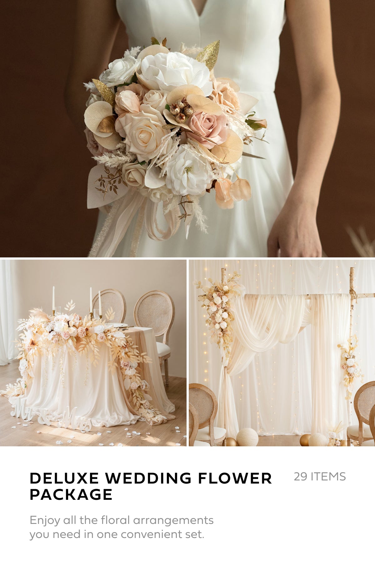 Pre-Arranged Wedding Flower Packages in White & Beige